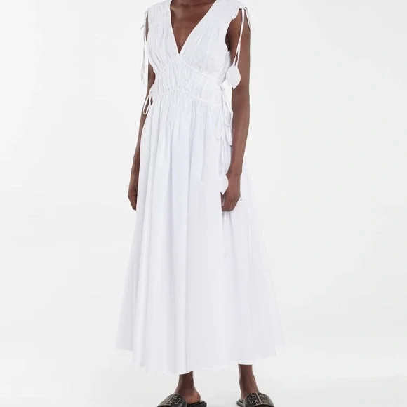 Tory Burch Women's Sleeveless Smocked Dress - White - Size 8
